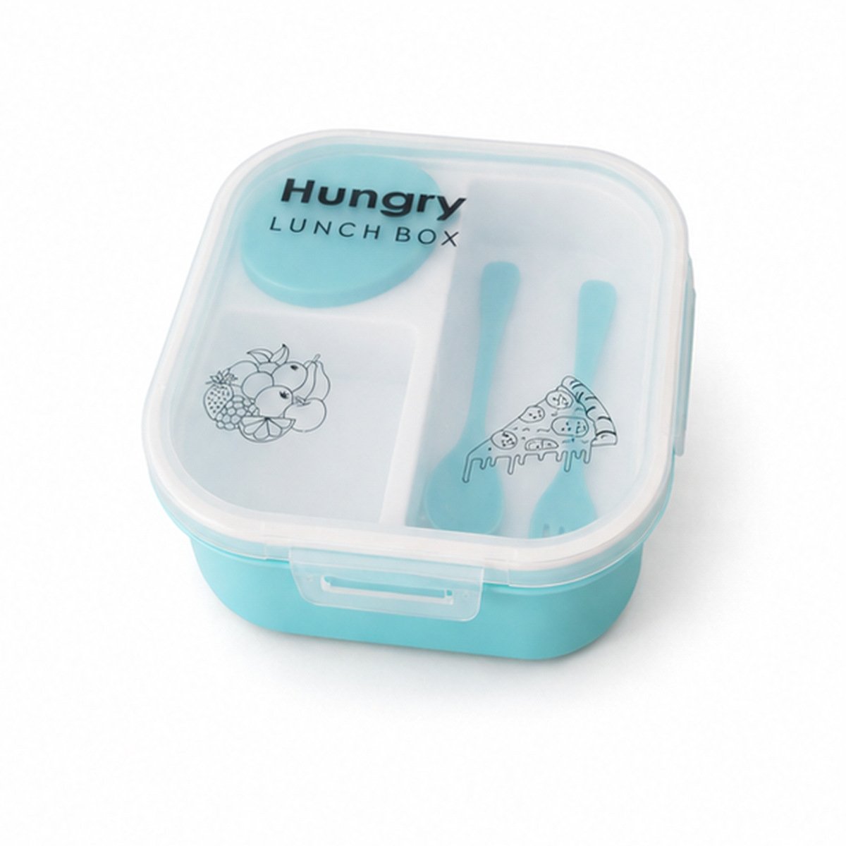 ViyoKart Hungry Aqua Compartment Lunch Box with Spoon - Image 3
