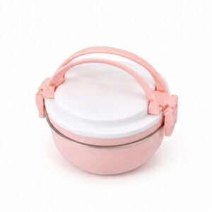 ViyoKart Pastel Pink Round Steel Inner Lunch Container