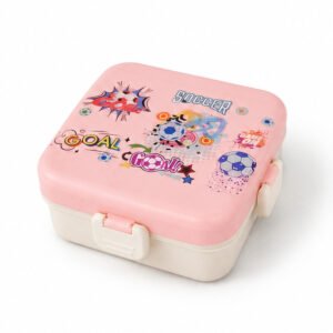 ViyoKart Pink Floral Kids Compartment Tiffin Box