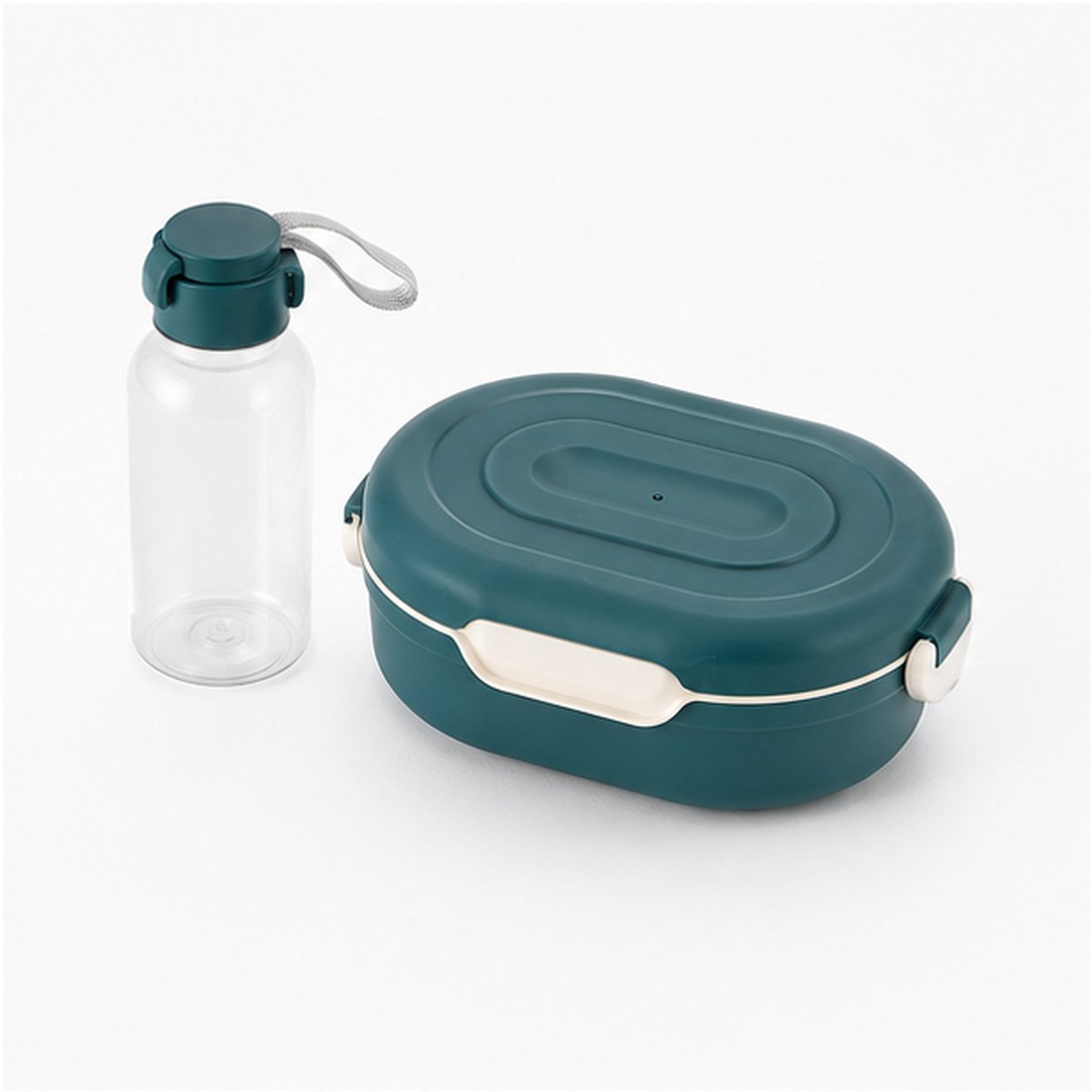 ViyoKart Teal & White Lunch Box and Bottle Set