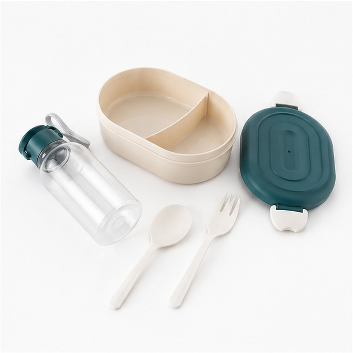 ViyoKart Teal & White Lunch Box and Bottle Set - Image 2