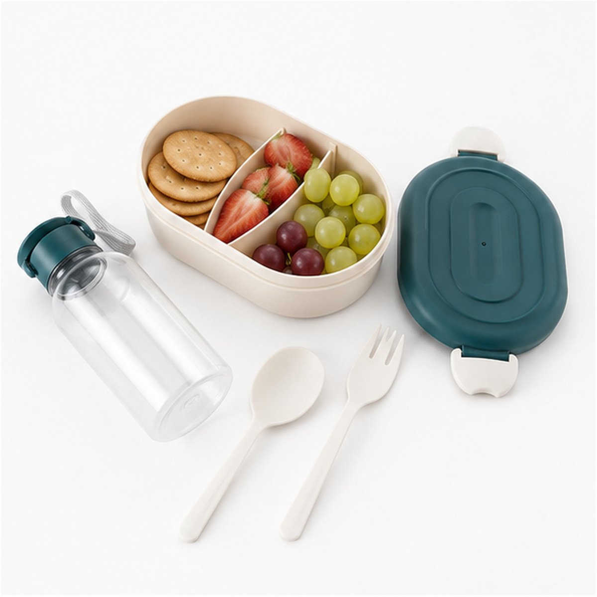 ViyoKart Teal & White Lunch Box and Bottle Set - Image 4