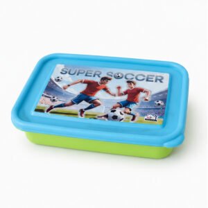 ViyoKart Turquoise Football Kids Lunch Box with Spoon